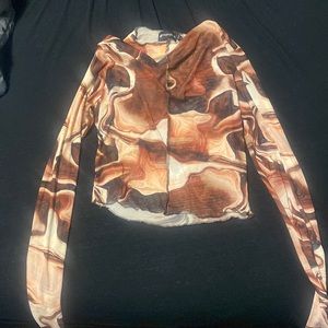 Mesh brown swirl top